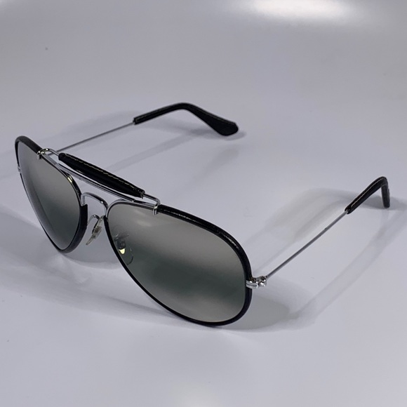 Vintage B&L Ray Ban 62mm Black Leather DGM Mirror Aviator Sunglasses - Picture 2 of 16
